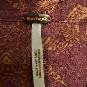 Free People Boho Tribal Print Blouse | Flowy Long Sleeve Top